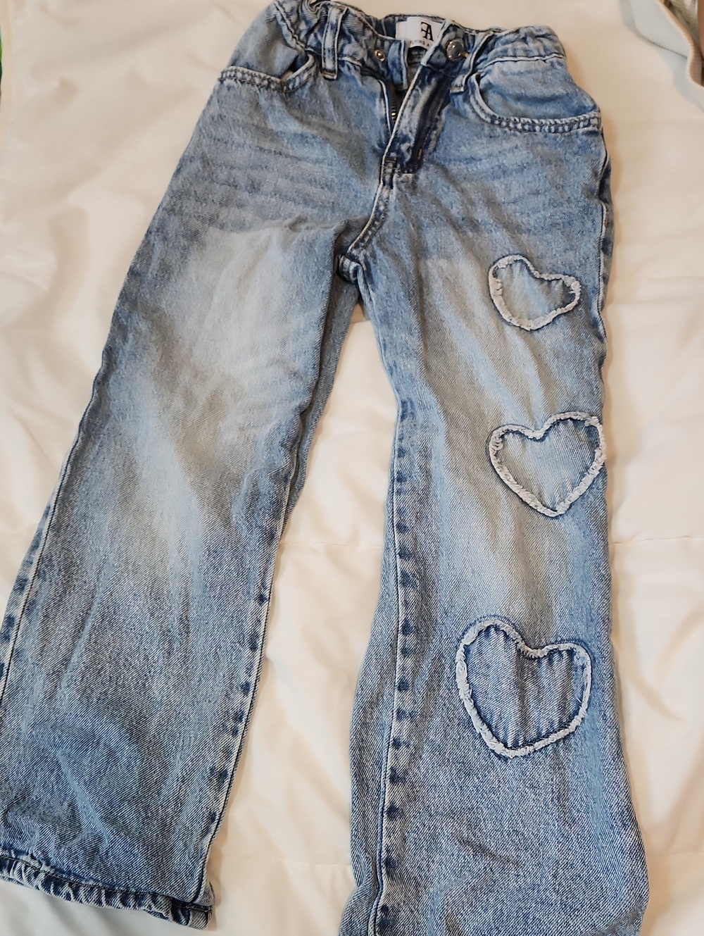 Kids Light Blue Heart Patch Jeans